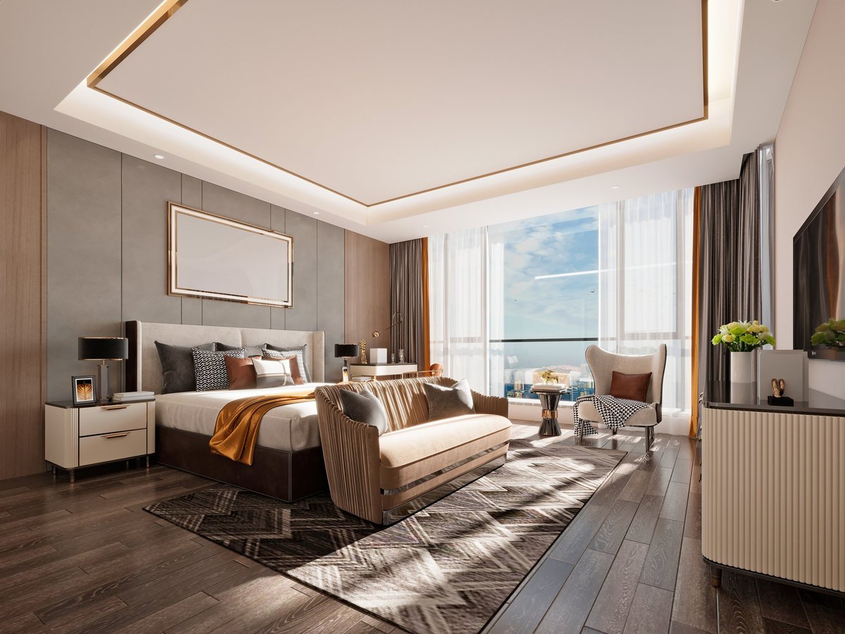 Luxury hotel bedroom with elegant design